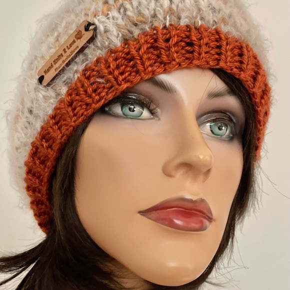 Hand Knits 2 Love Slouch Hat Beanie Cap Faux Fur Pom Pom Designer Mohair Look - Picture 8 of 12